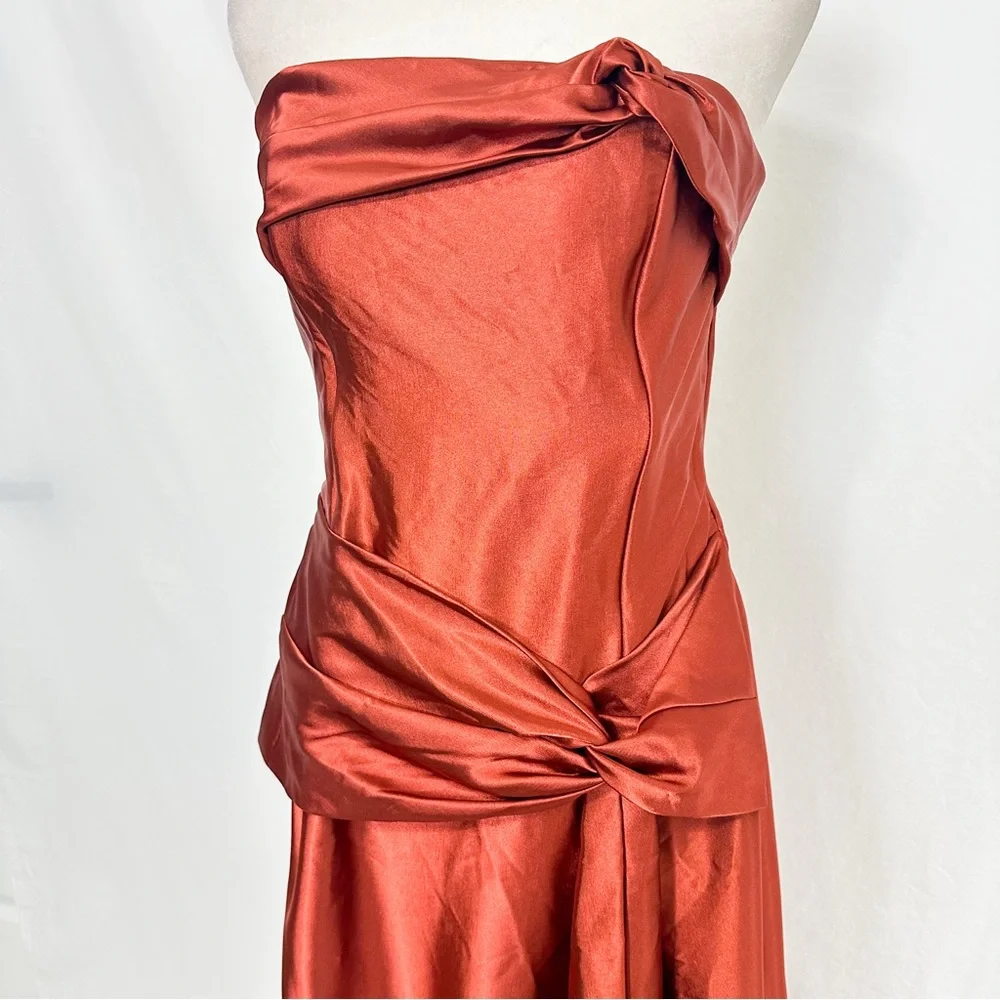 Jessica McClintock Strapless Rust Dress - Picture 4 of 8